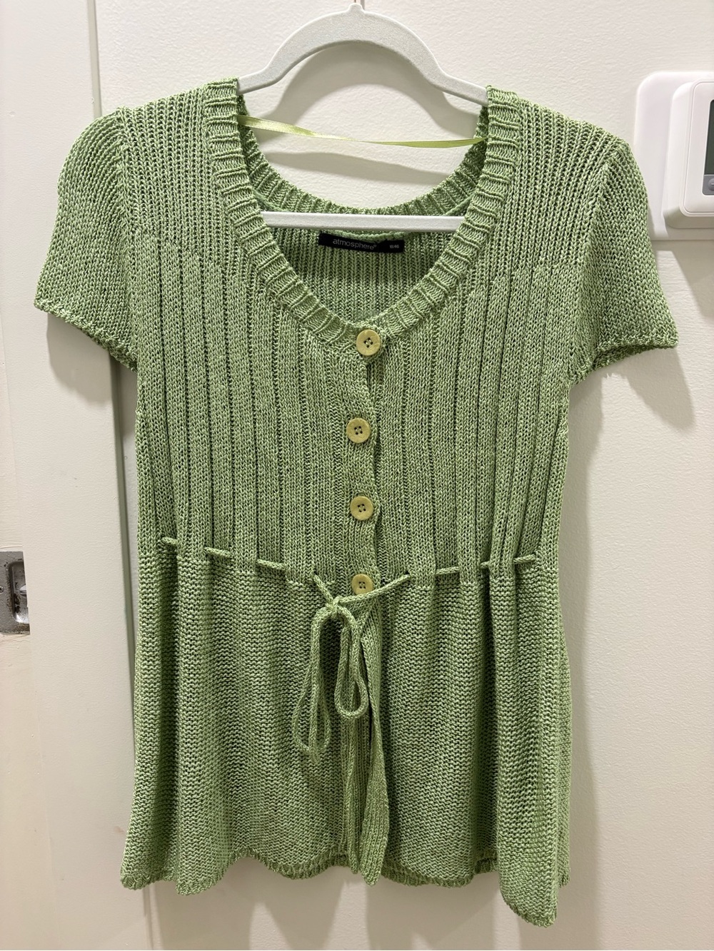 SALE 🌟 ATMOSPHERE | Light Green Knit Button-Front Short Sleeve Cardigan